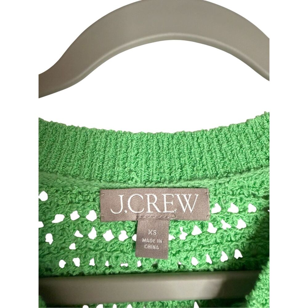 J.Crew Pointelle Crewneck Sweatshirt Open Knit Green Size XS - Picture 4 of 5